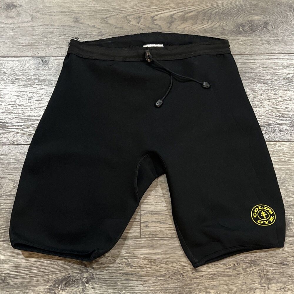 Gold's Gym Men's Compression Shorts M/L Black Neoprene Drawstring Gym Training